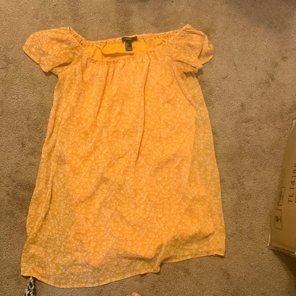 Adorable Floral Yellow Off the Shoulder Dress